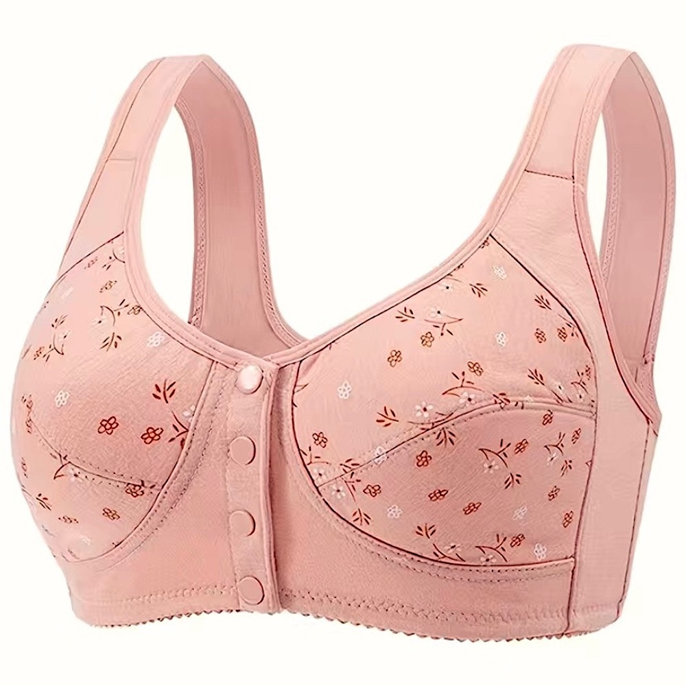 New mauve floral bra with button front